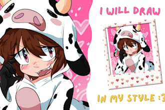 draw your original character or anime in my cartoony style
