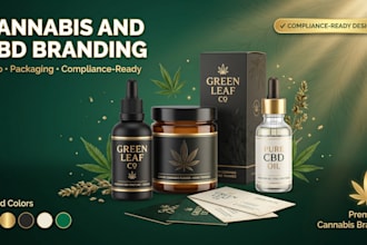 design cannabis cbd brand identity kit with logo and packgaing