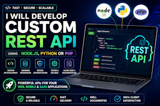 develop a custom rest API with node js python or PHP
