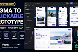 create figma design into clickable prototype app, website