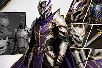 design wearable cosplay armor, 3d cosplay models, props and masks