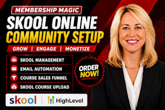 set up your skool community, courses and membership site, gohighlevel