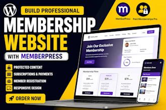 build wordpress membership website with subscriptions and memberpress