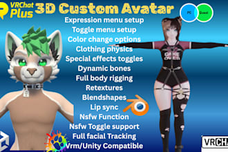 custom vrchat avatar furry avatar anime vtuber  humanoid models vr character