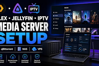 install configure plex, jellyfin, iptv, qbittorrent media servers in spanish