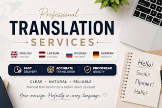 professionally translate english, russian, german and latvian texts
