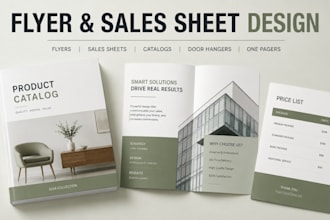 design sell sheet, flyer, sales sheet, catalog, product fact sheet, one pager