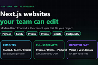 develop your next js website with payload sanity or prisma postgresql