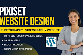 design a pixieset website, photography or videographers website on wordpress