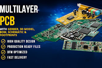 design multilayer pcb with gerber, 3d model, bom, schematic and footprints