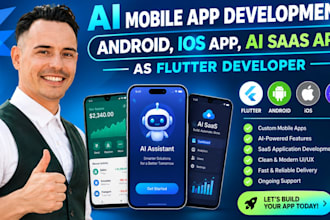 do ai mobile app development, android, IOS app, ai saas app as flutter developer