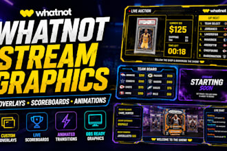 design custom whatnot overlays, transitions and obs scoreboards
