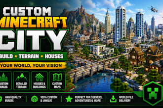 build a custom minecraft city map, terrain, buildings and houses