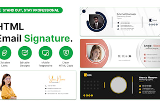 code a professional, clickable, responsive HTML email signature