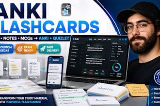 create custom anki flashcards and quizlet from PDF, notes, lectures and mcqs