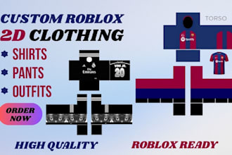 create custom roblox 2d clothing, shirts, pants and outfits