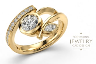 create 3d jewelry cad design, custom jewelry, stl and rendering for production