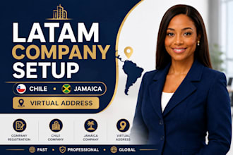 register chile company, latam company, jamaica company and virtual address