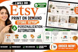 do etsy print on demand store setup and etsy personalization automation