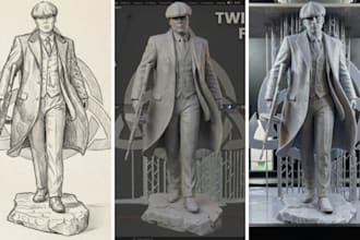 convert 2d to 3d printable model 3d figurine 3d miniature character stl printing