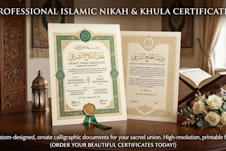 create elegant islamic nikah and khula document designs
