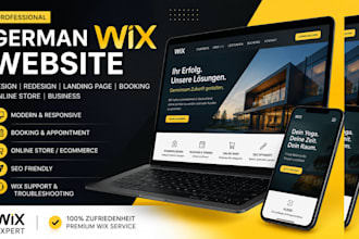 design, redesign, german wix website landing page, booking online store business