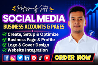 create and setup social media accounts and facebook business page