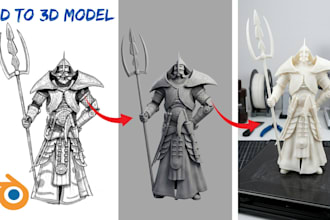 convert 2d to 3d model from drawing, sketch or image for 3d printing