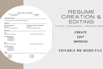 create, edit, and improve your resume