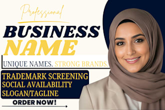create unique catchy business name, brand name, product name and company name