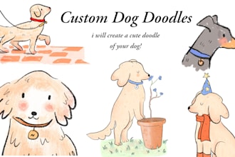 illustrate a cute doodle of your dog