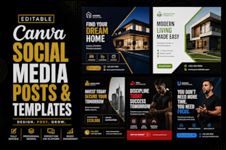 do canva social media post ad carousel template for coaches real estate in 24 hr