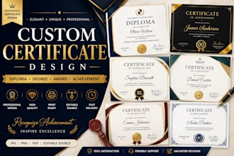 design a custom diploma certificate, degree or award certificate