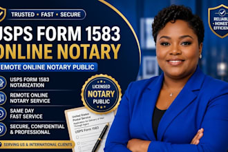 notarize usps form 1583 online same day as a remote notary public