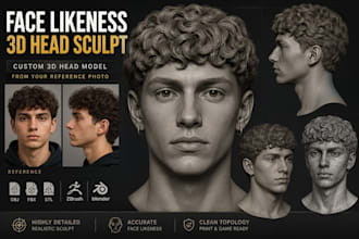 sculpt realistic custom 3d head models with face likeness from photo 3d portrait
