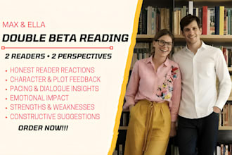 beta read your manuscript with 2 readers, inline comments and chapter reports