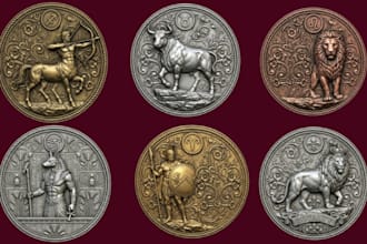 sculpt 3d coin model, bas relief medallion cnc stl for 3d printing and casting