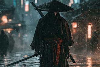 cyberpunk samurai street warrior art