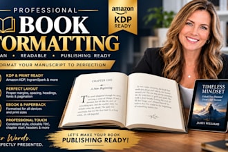 design KDP interior book layout ebook and print formatting, cover design