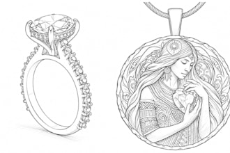 design jewelry sketch 3d jewelry modeling hand drawn ring pendant earring stl