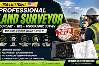 provide land surveyor, site survey boundary survey topographic survey with stamp