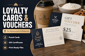 design professional restaurant loyalty cards and bakery gift vouchers