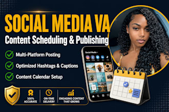 social media virtual assistant for content scheduling posting content designer