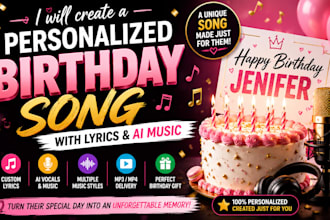 create a personalized custom ai song, birthday,  love, wedding song with lyrics