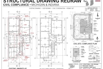 do structural drawing redraw and civil compliance for michigan and indiana