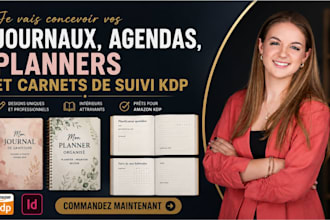 je vais concevoir vos journaux, agendas, planners et carnets de suivi KDP