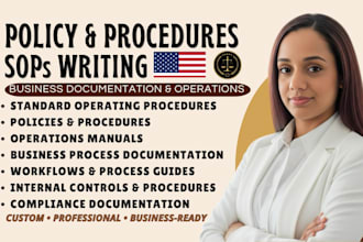 write professional sops, policies and procedures, operations manual for business