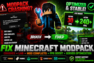 fix minecraft modpack crashes, lag, mod conflicts, optimize modpack for max fps