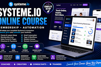 build systeme io sales funnel, landing page, online course and email automation