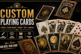 design custom playing cards, custom poker card, card game deck, tcg and card box